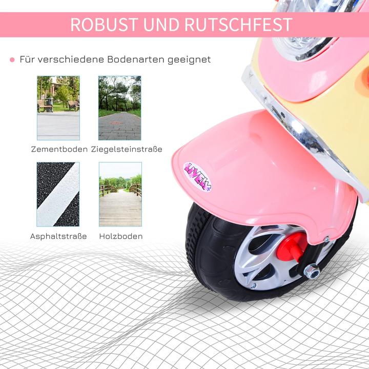 Immagine prodotto Homcom Triciclo elettrico per bambini, 6V, metallo+PP, 108x51x75cm Rosa+Giallo