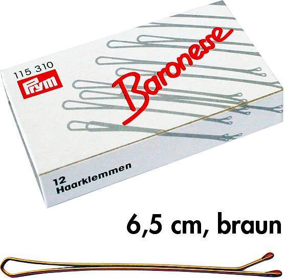 Baronesse Klemmen 120er Box 6,5cm braun (12 Stk.)