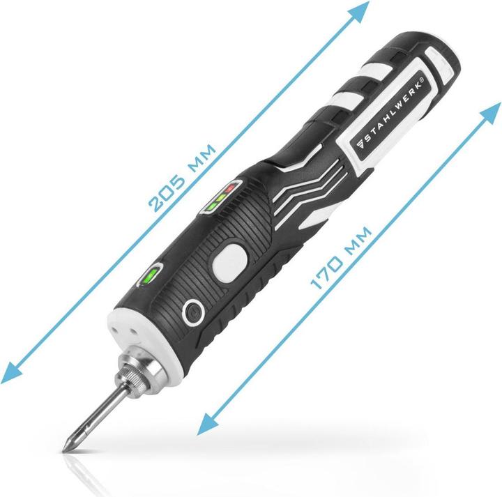 Actual product image Stahlwerk BLK-8 ST cordless soldering iron with 480°C soldering temperature in a complete set