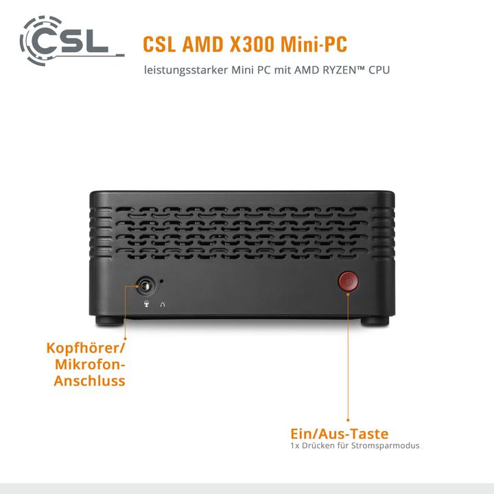 Image du produit CSL Mini-PC X300 / 5700G / 32Go / 2000Go SSD / Windows 11 Pro (AMD Ryzen 7 5700G, 32 Go, 2000 Go, AMD Radeon Graphics)