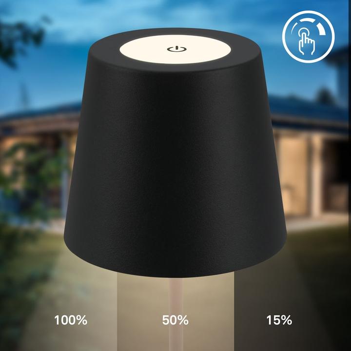 Image du produit B.K.Licht Lampe de table LED rechargeable, IP44, 2,5W, noir