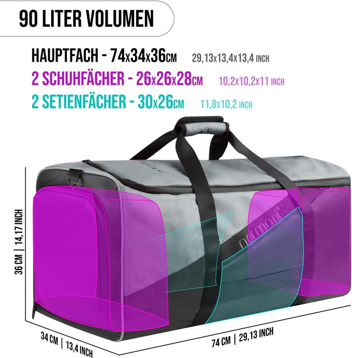 Actual product image Normani Sports bag with backpack function 90 l with hip belt - 9279 (90 l)