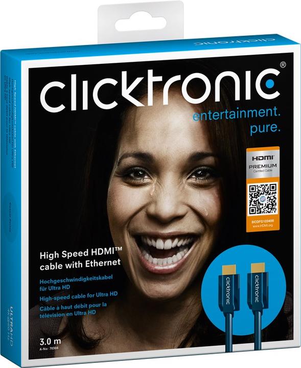 Produktbild clicktronic High Speed HDMI Kabel Ethernet (3 m, HDMI)