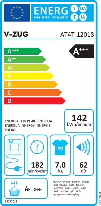 Energie-Label V-Zug AdoraTrocknen V4000 (7 kg, Rechts)