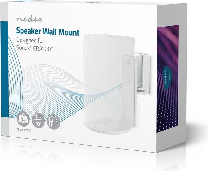 Immagine prodotto Nedis Supporto per altoparlanti - Compatibile con: Sonos Era100 - a parete - 3 kg - girevole/inclinabile (1 pz., Installazione a parete, Perno di rotazione, Inclinabile)