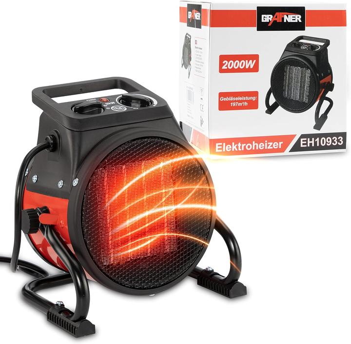 Produktbild Grafner Elektroheizer Heizlüfter Bauheizer 2000 Watt Heizstrahler EH10933 (2000 W)