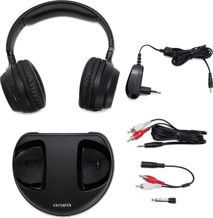 Produktbild Aiwa WHF-880 Kopfhörer & Headset Kabellos Kopfband Musik Ladestation Schwarz (10 h, Kabellos)