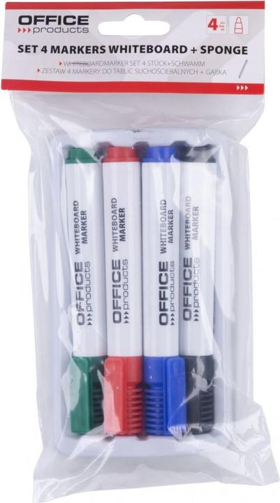 Actual product image Office Products Textmarker-Set mit magnetischem Schwamm für Whiteboards (Black, Green, Blue, Red, 3 mm, 4 x)