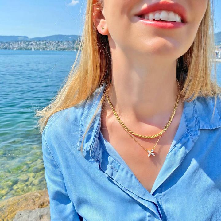 Immagine prodotto Candy Collana Edina in cordino da 3,5 mm, argento 925, placcato oro (Argento 925, Placcato oro 18k, 42 cm)