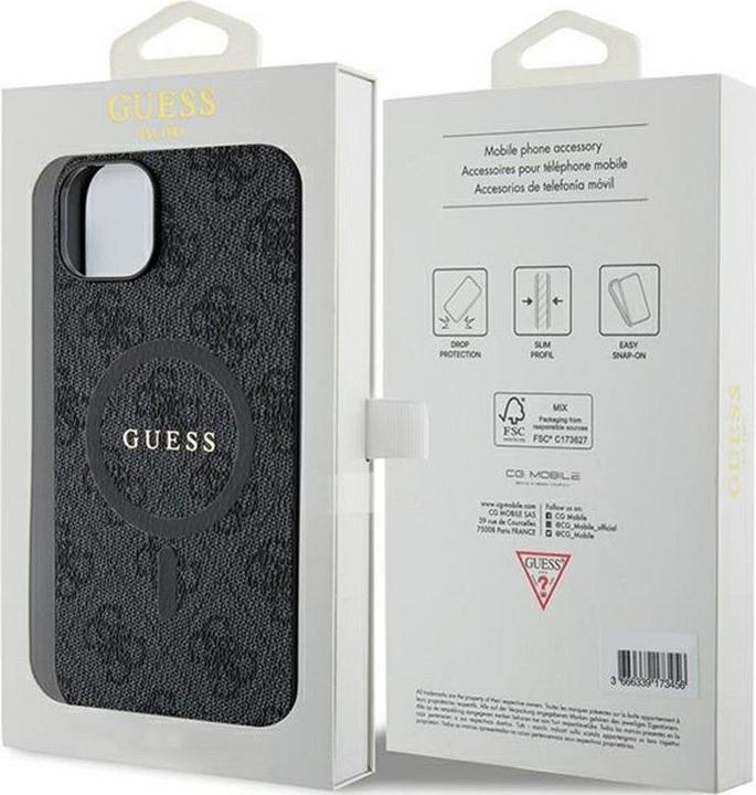 Immagine prodotto Guess GUHMP14SG4GFRK Custodia rigida per iPhone 14 / 15 / 13 6.1" in pelle nera 4G Collection Logo in (Apple iPhone 14, Apple iPhone 15, Apple iPhone 13)
