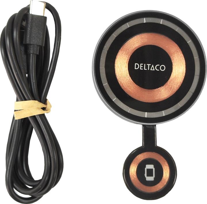 Actual product image Deltaco 2-in-1 wireless charger 15W transparent (7 W)