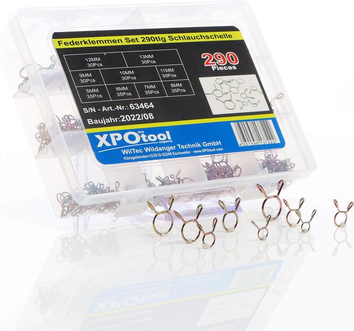 Produktbild XPOtool Federklemmen Set 290tlg Schlauchschellen Schlauchklemmen 5-13mm Schlauch