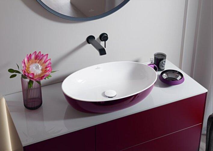 Actual product image Villeroy & Boch Countertop washbasin Artis 58 cm square white/coal black 417258BCT8 (380 mm, 580 mm)
