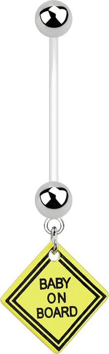 Star Piercing Banane Schwangerschaft mit Baby on Board (ohne Messing, Bioflex, Chirurgenstahl 316L, Acryl)