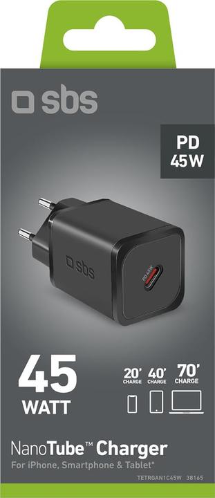 Immagine prodotto SBS Caricabatterie GaN USB-C PD 45W nero (45 W)