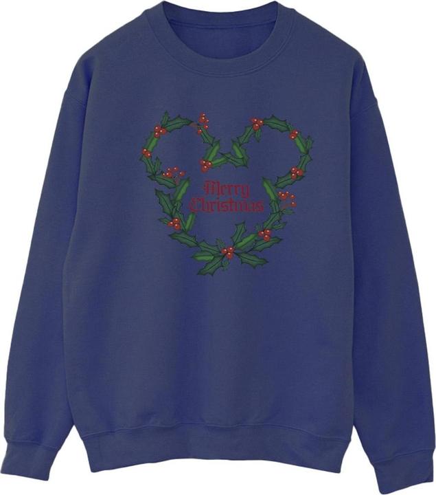 Disney Mickey Mouse Merry Christmas Holly Sweatshirt (L)