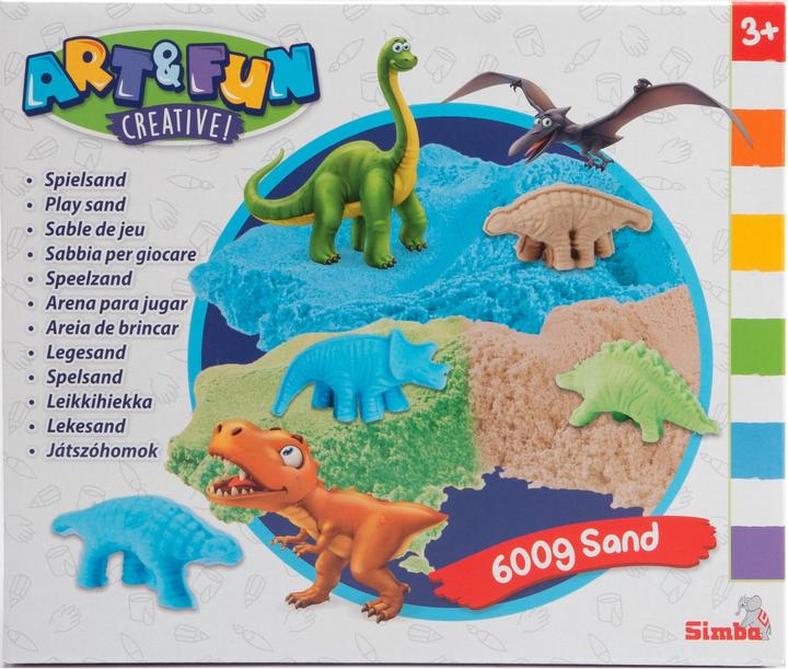 Produktbild Simba 106344621 Art and Fun Spielsand Set Dinosaurier, 3X 200g Sand, Plattform, 4X Dino 3D Form, Fos