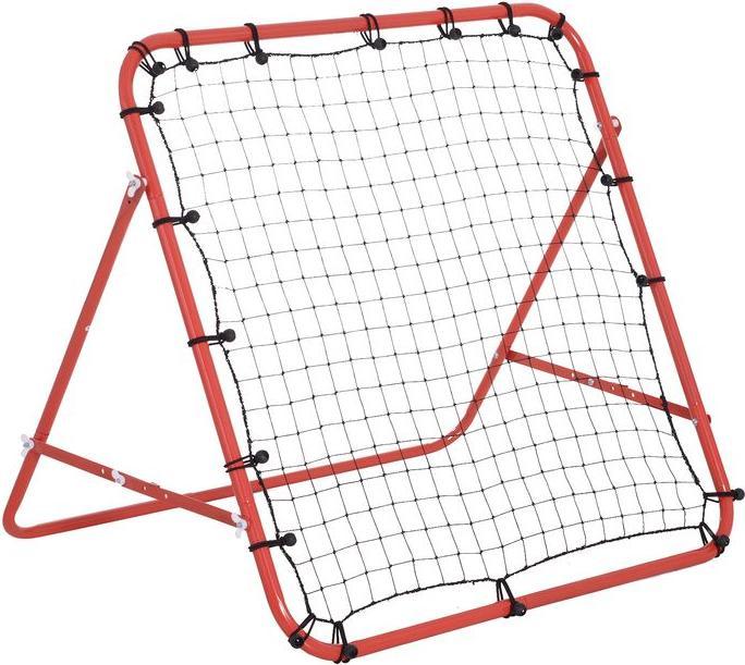 Swisshandel24 Rebounder Fussball Rückprallwand Tor Netz für Fussball Verstellbarer Winkel Rot+Schwarz 96 x 80 x 96