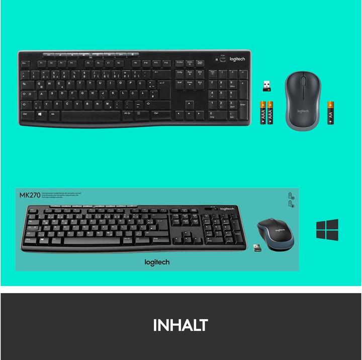 Produktbild Logitech Mk270 (Eng. Int., Kabellos)