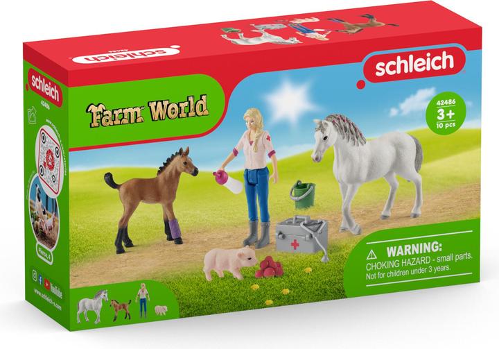 Schleich Dierenarts bezoekt Merrie en Veulen