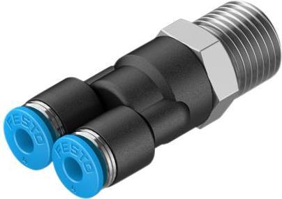 Produktbild Festo Y-Verschraubung, Druckluft, Messing, 43.4mm, R1/4″, Gewindestift (Verschlusskappe)