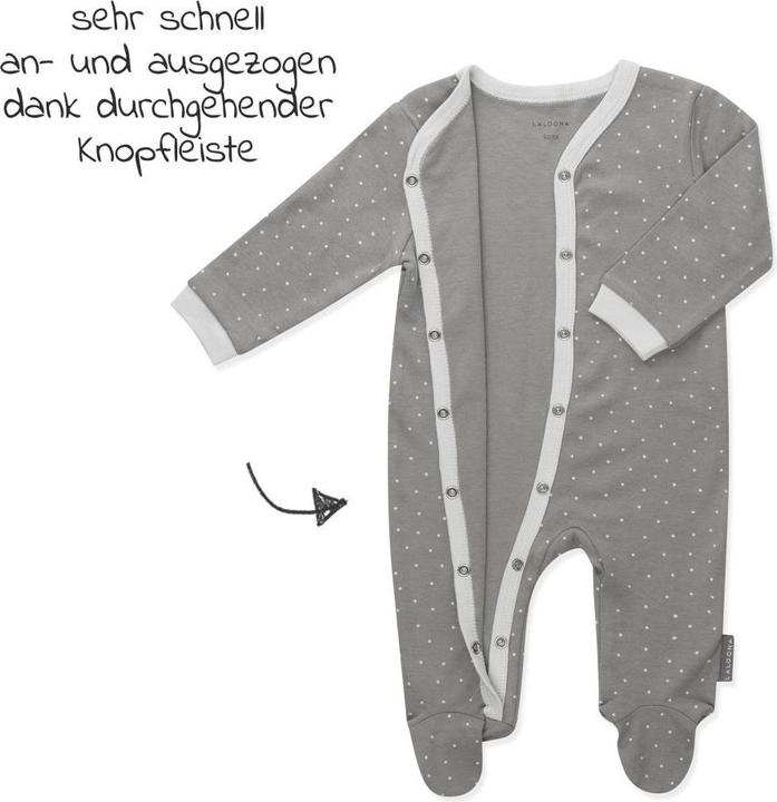 Produktbild La Loona LaLoona Baby-Schlafanzüge Schlafanzug 2er Pack Strampler Pyjama Einteiler - Grau (50)