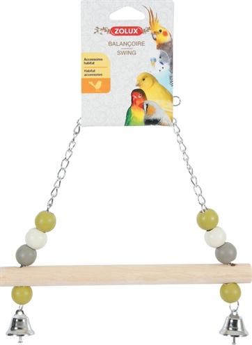 Image du produit Zolux Balançoire avec barre en bois et clochettes sur une chaîne en métal