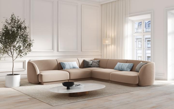 Image du produit Micadoni Canapé D'Angle Symétrique En Velours, "Miley", 5 Places, 255x255x70Fabriqué en Europe (Canapé d'angle)