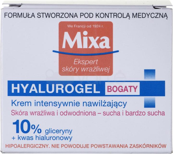 Actual product image Mixa Hyalurogel Sensitive Skin Expert Intensive Moisturizing Cream 50ml (50 ml, Day cream, Face gel)