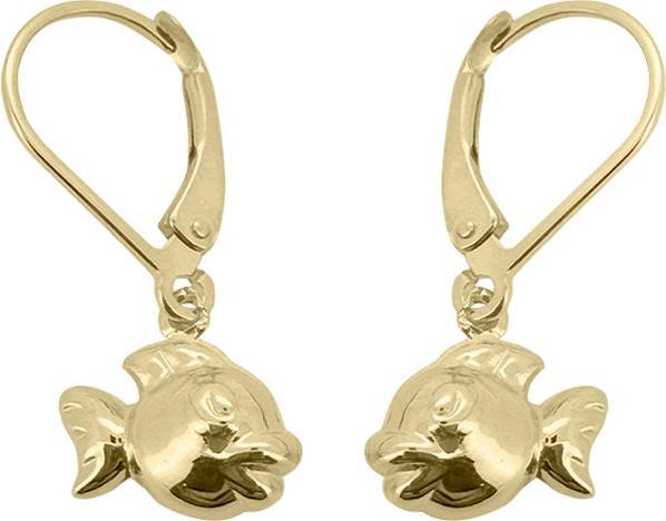 JGZ Baby Kinder Gelbgold Ohrring mit Fisch, 9/375 Karat (9 Karat Gold 375)