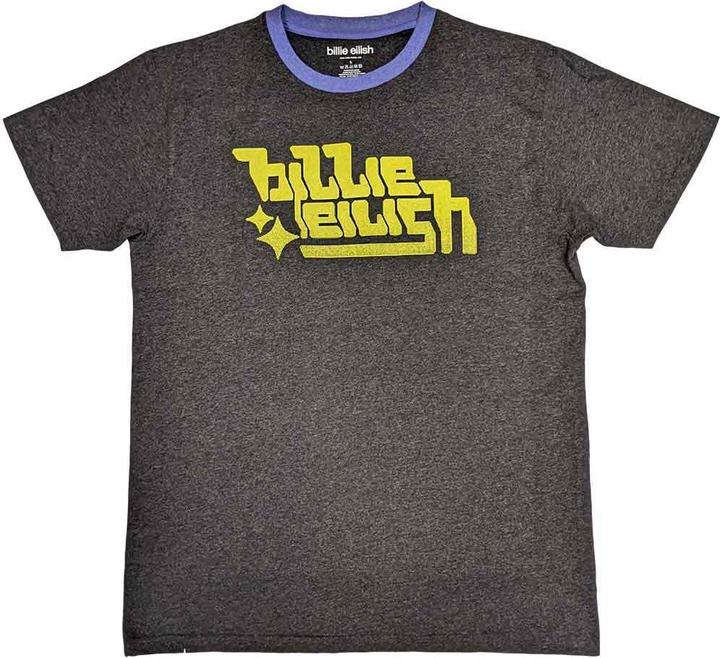 Actual product image Billie Eilish Green Logo Ringer Unisex Charcoal T-Shirt S (S)