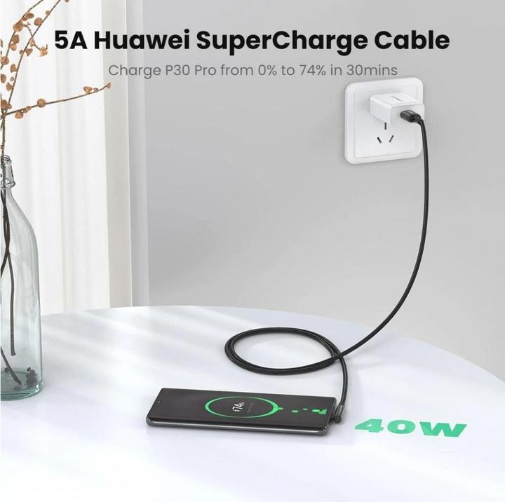 Produktbild Ugreen Cable USB to USB-C US317 Angled, 2m (black) (2 m, USB 2.0, 50 W)