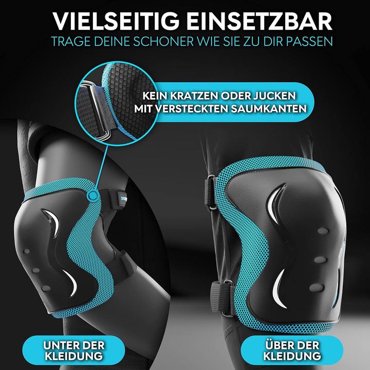 Produktbild Skatewiz 6-teiliges Skate Protektoren-Set für Jugendliche & Erwachsene (M, Knieschoner, Ellbogenschoner, Handgelenkschoner, 6 Stück)