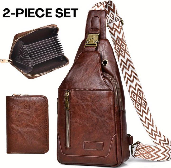 Produktbild Only-Bags.Store Leder Umhängetasche Set: PU-Material, wasserdicht, grosses Fassungsvermögen, geeignet für Studenten