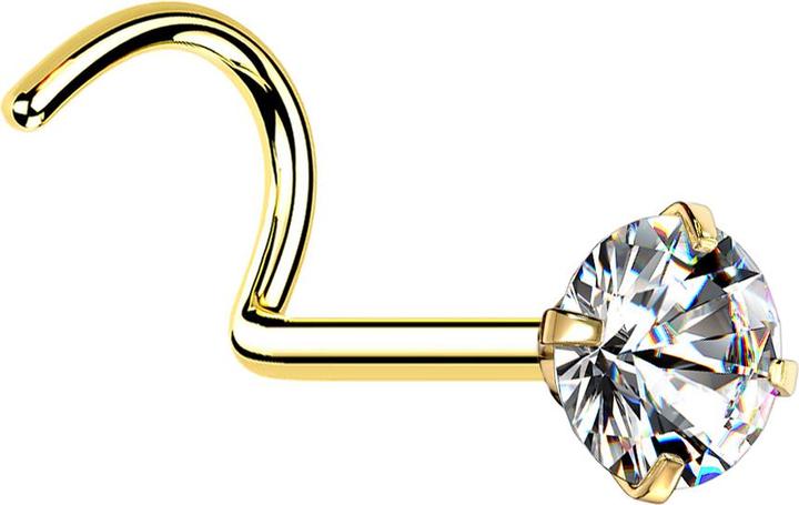 Actual product image Star Piercing Nose stud curved gold-plated round crystal set in silver (without brass)