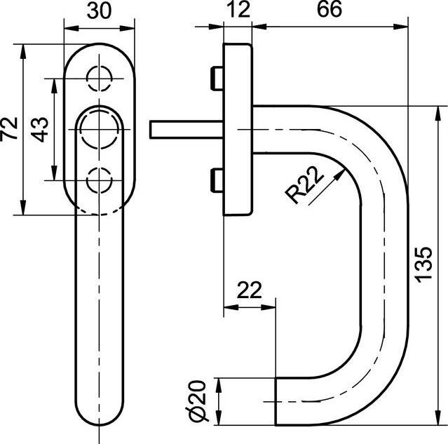 Actual product image Glutz Window handles 50000/51001 CF