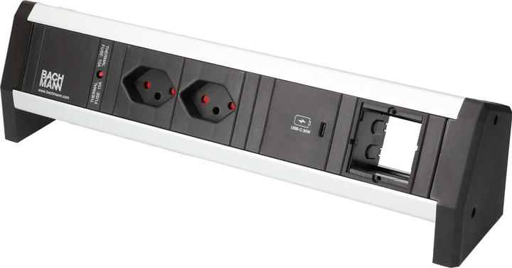 Actual product image Bachmann Desktop power strip DESK 1, 2x T13, 1x USB C, 1x Custom (2 x, USB-A, USB-C, Type 13)