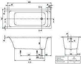 Actual product image Villeroy & Boch V&B Whirlpool system ARCHITECTURA w BW R-corner 170x75 Tech. Pos 2 we (210 l, 170 cm, 75 cm)