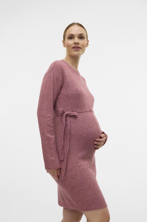 Produktbild Mamalicious Normal geschnitten Rundhals Gerippte Ärmelbündchen Kurzes Kleid Strickkleid (XL)
