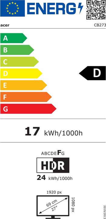 Energie-Label Acer Vero CB273bemipruzx (1920 x 1080 Pixel, 27")
