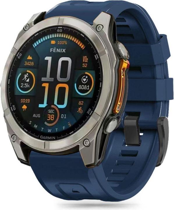 Actual product image Tech-Protect Silicone Strap for Garmin Fenix 5X / 5X Plus / 6X / 6X Pro / 7X / 8 (51 mm) - Blue