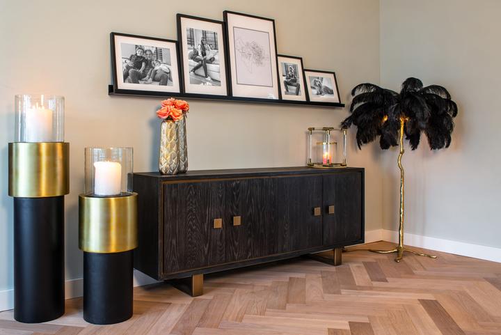 Produktbild Richmond Interiors Sideboard Hunte schwarz gold gebürstet 200 (200 x 81 x 45 cm)