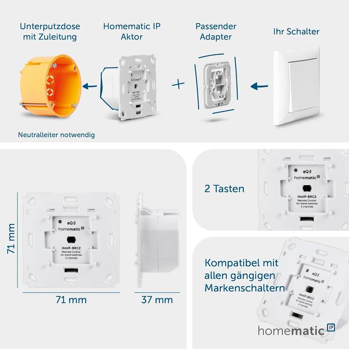 Produktbild EQ-3 Wandtaster 2-fach (Schaltaktor)