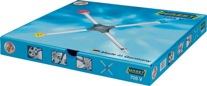 Actual product image HAZET Four-way rim wrench 705V ∙ Outside hexagon profile ∙ 17 x 19 x 21 x Outside square 12.5 = 1/2…
