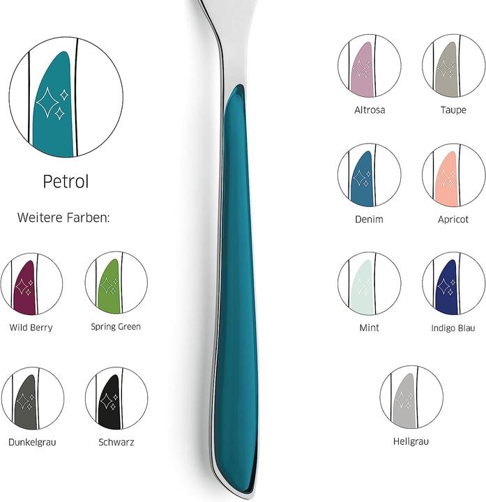 Actual product image Kuppels Cutlery set 24 pieces petrol 2214 Prisma (24 Piece, Cutlery set)