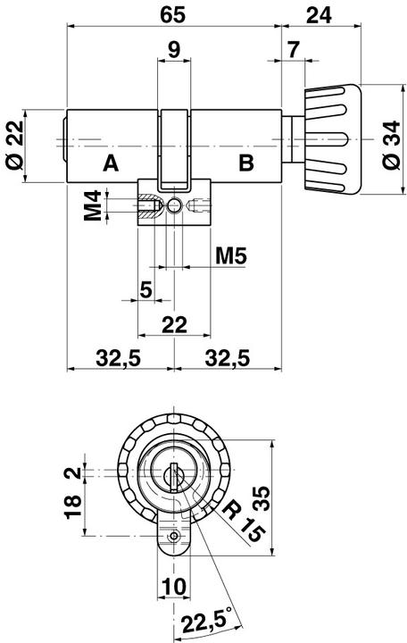 Actual product image Kaba Knob cylinder 20 Type M1519 (Rotary knob cylinder)