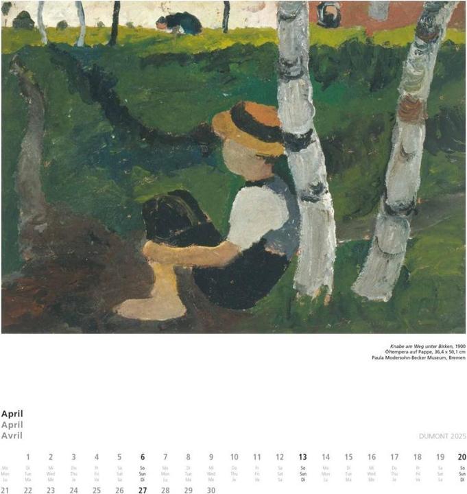 Actual product image Paula Modersohn-Becker 2025 - Art Calendar - Wall Calendar in 34,5 x 40 cm format - Sp (Hardcover, German)