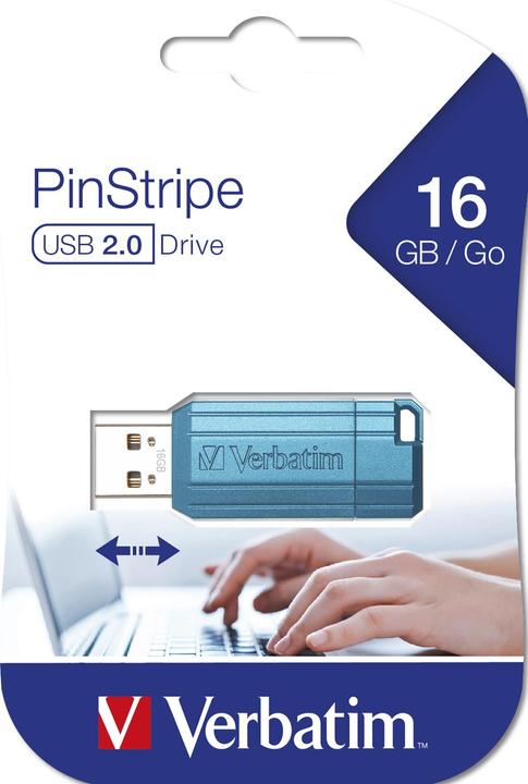 Produktbild Verbatim PINSTRIPE 16GB USB 2.0 BLUE (16 GB, USB-A)
