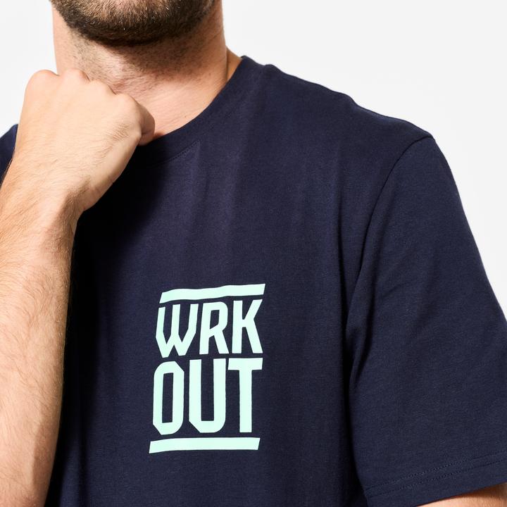 Actual product image Domyos T-Shirt Herren Baumwolle Regular - blau/schwarz (M)