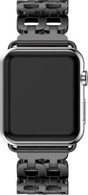 Produktbild Hermex Apple Watch 44mm / 42mm Luxus Edelstahl Ring Armband Metall SCHWARZ (42 mm, 44 mm, Edelstahl)